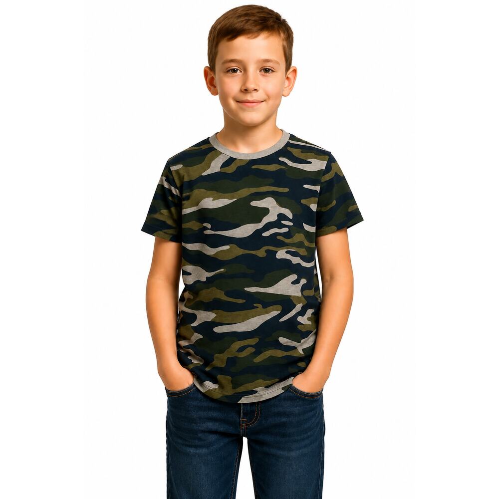 Epic Threads Boys Camo T-Shirt Size Medium 8/10 Green Gray Short Sleeve Tee NWOT